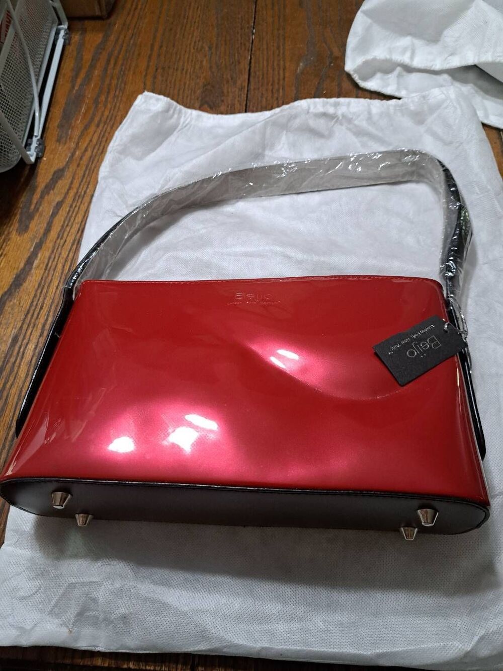 New Beijo 6190 Red Berry and Black Purse Handbag Shoulder Bag Pocket Book
